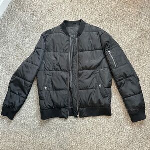 Forever 21 Men's Quilted Black Bomber Jacket